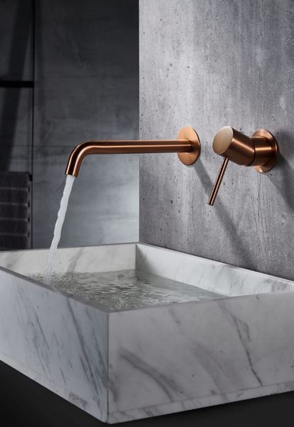 IMEX MONZA BRUSHED ROSE GOLD Змішувач для умивальника зі стіни, PVD матове рожеве золото GLM039/ORC фото