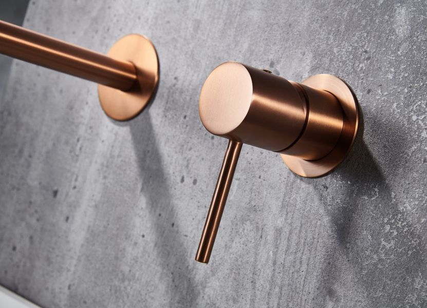 IMEX MONZA BRUSHED ROSE GOLD Змішувач для умивальника зі стіни, PVD матове рожеве золото GLM039/ORC фото