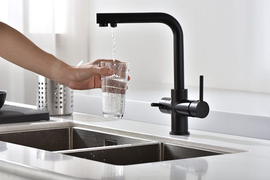 IMEX MARSELLA BLACK MATT Змішувач для кухні з підключенням фільтрованої води, чорний матовий GOS004/NG фото