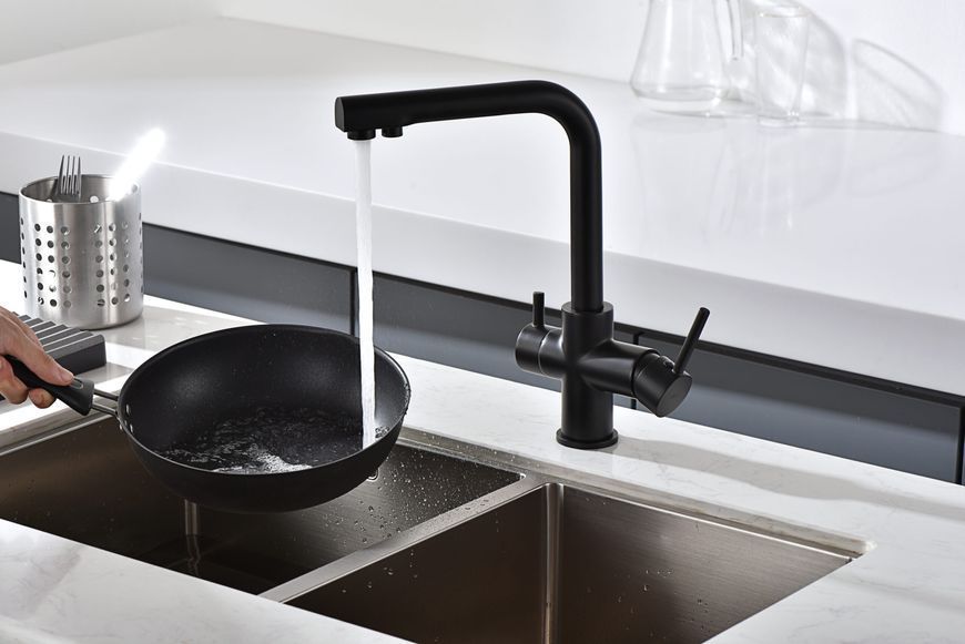 IMEX MARSELLA BLACK MATT Змішувач для кухні з підключенням фільтрованої води, чорний матовий GOS004/NG фото
