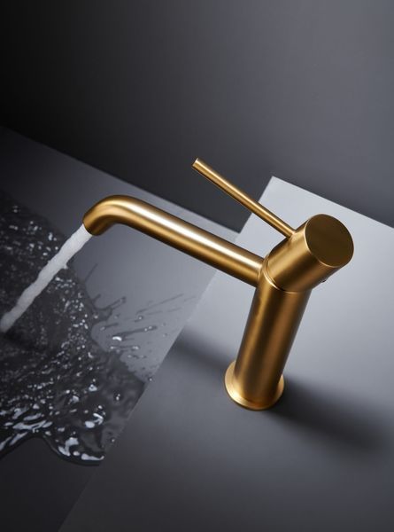 IMEX MONZA BRUSHED GOLD Змішувач для умивальника, PVD матове золото BDM039-1OC фото
