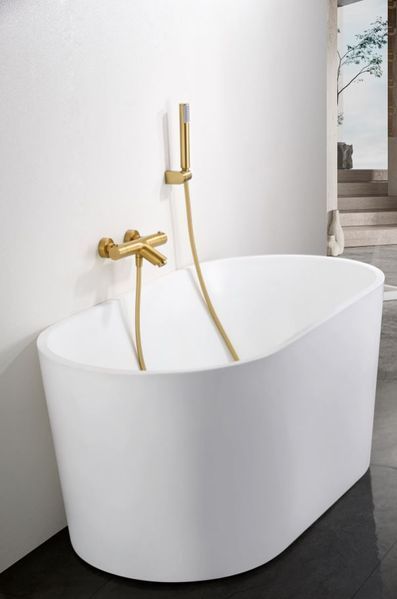 IMEX MONZA BRUSHED GOLD Термостатичний змішувач для ванни з душовим набором, PVD матове золото BTM039-4OC фото