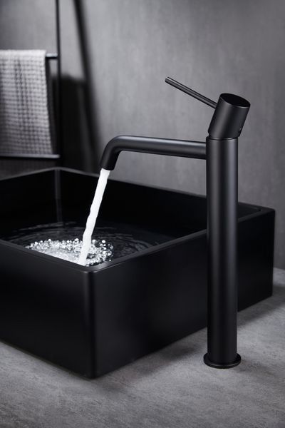 IMEX MONZA MATT BLACK Змішувач для умивальника високий, чорний матовий BDM039-3NG фото
