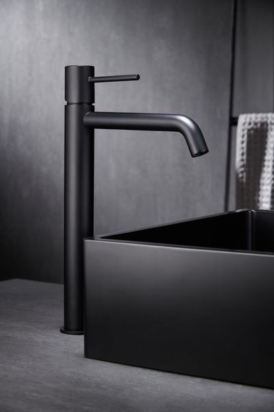 IMEX MONZA MATT BLACK Змішувач для умивальника високий, чорний матовий BDM039-3NG фото