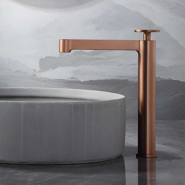 IMEX OLIMPO BRUSHED ROSE GOLD Змішувач для умивальника високий, PVD матове золото BDC033-3ORC BDC033-3ORC фото