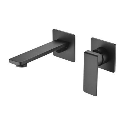 IMEX FIYI MATT BLACK Змішувач для умивальника зі стіни, чорний матовий GLF016/NG фото