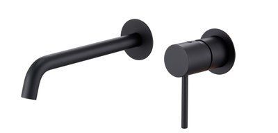 IMEX MONZA MATT BLACK Змішувач для умивальника зі стіни, чорний матовий GLM039/NG фото