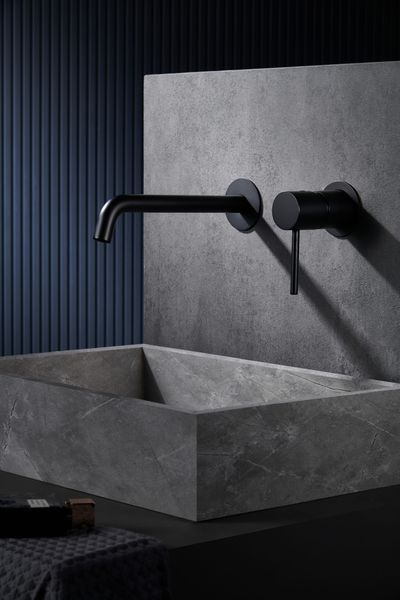 IMEX MONZA MATT BLACK Змішувач для умивальника зі стіни, чорний матовий GLM039/NG фото