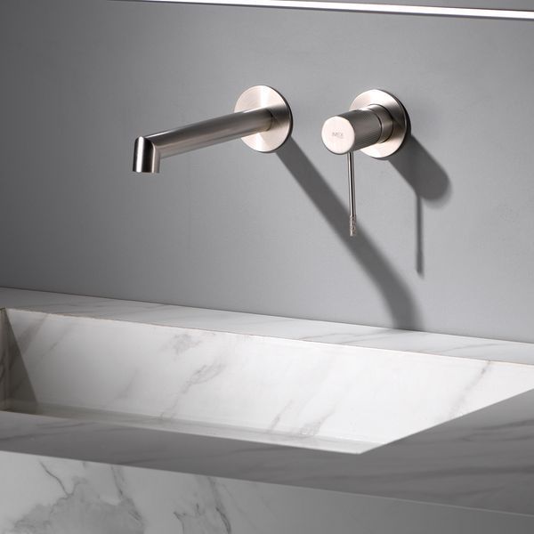 IMEX LINE BRUSHED NICKEL Змішувач для умивальника зі стіни, матовий нікель GLD038/NQ фото